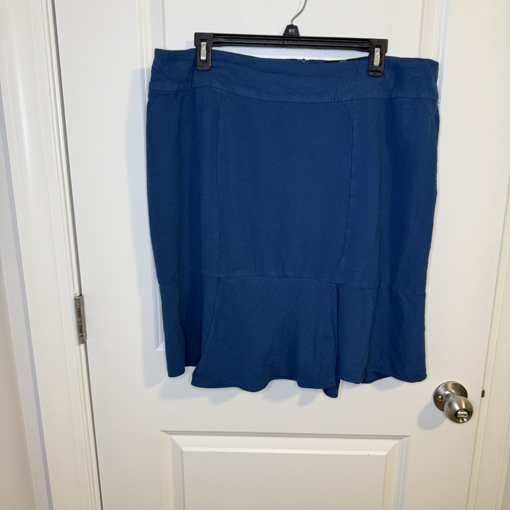 Boss Hugo Boss Women's Blue Midi Fit‎ Flair Pencil Skirt Size Large XL